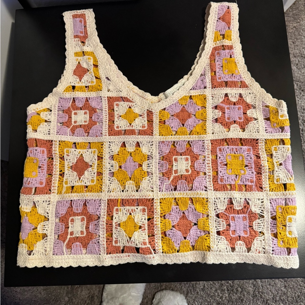 Rebellion Multicolor Crochet Crop Top